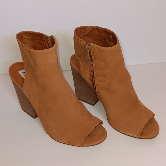 Steve Madden Tulisa Tan Suede Open Toe High Heel Bootie 8M - Picture 4 of 9